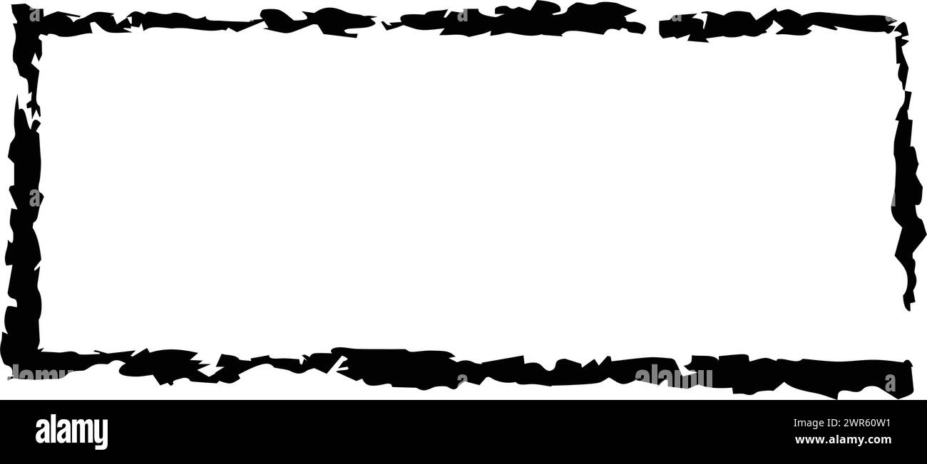 Frame rectangle elongated texture element, outline border grunge shape ...