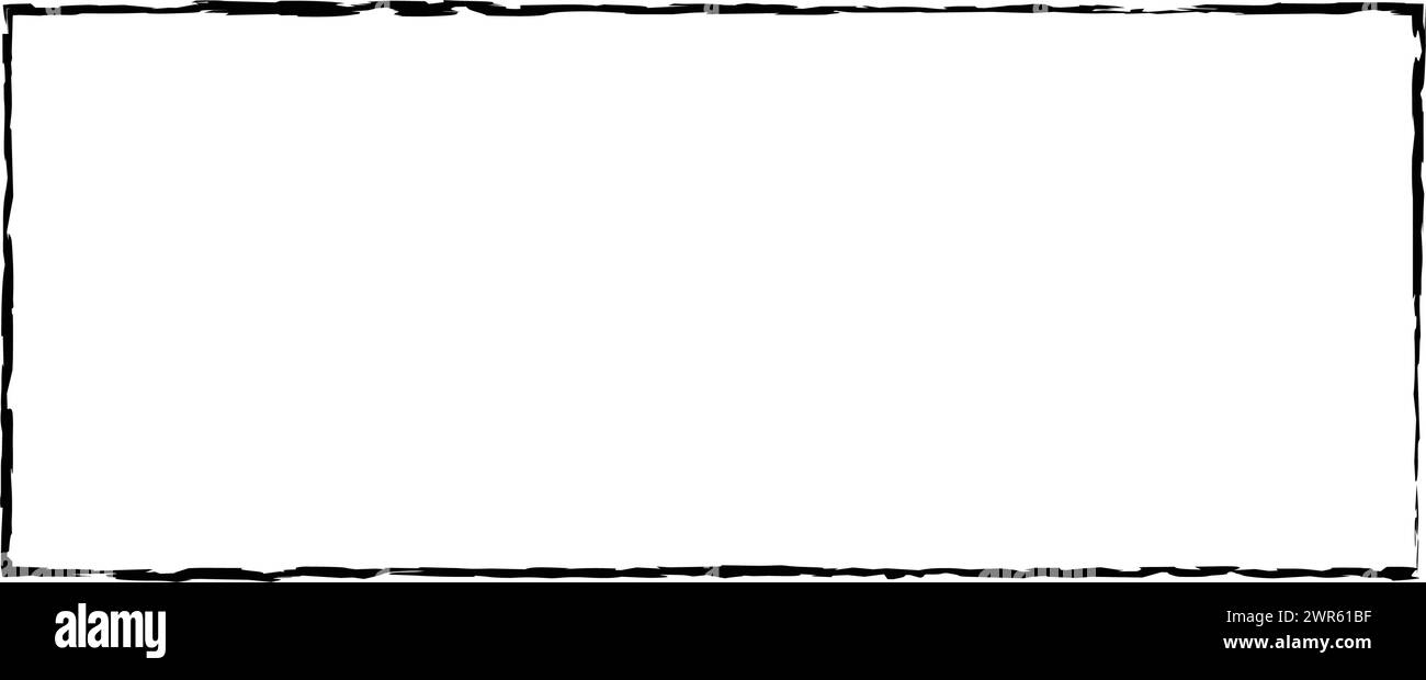 Frame rectangle elongated texture element, outline border grunge shape ...