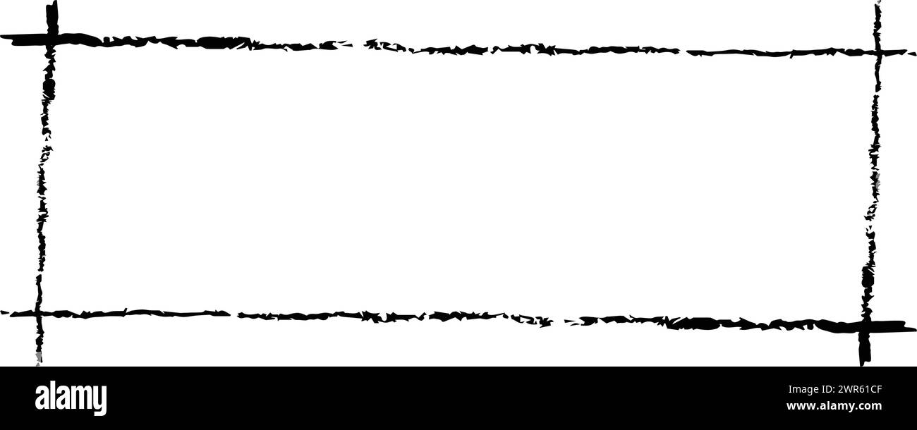 Frame rectangle elongated texture element, outline border grunge shape ...