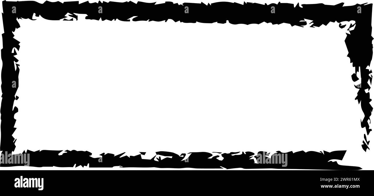 Frame rectangle elongated texture element, outline border grunge shape ...