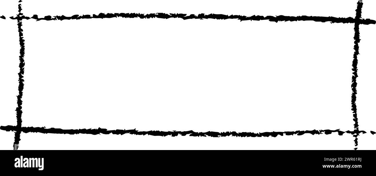 Frame rectangle elongated texture element, outline border grunge shape ...