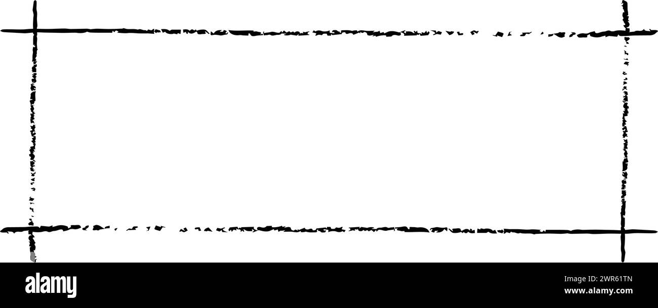 Frame rectangle elongated texture element, outline border grunge shape ...