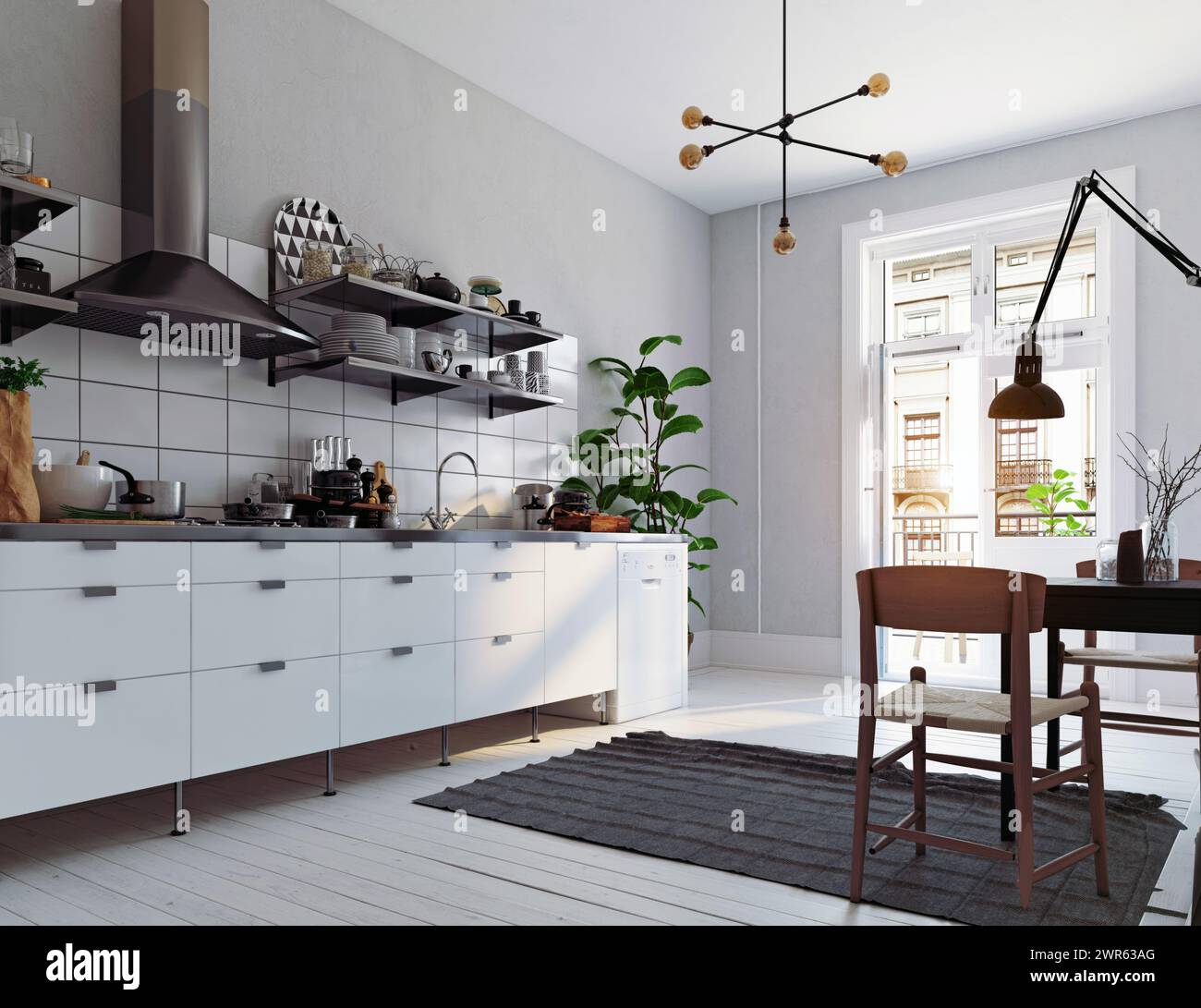 modern scandinavian style kitchen interior Stock Photo - Alamy