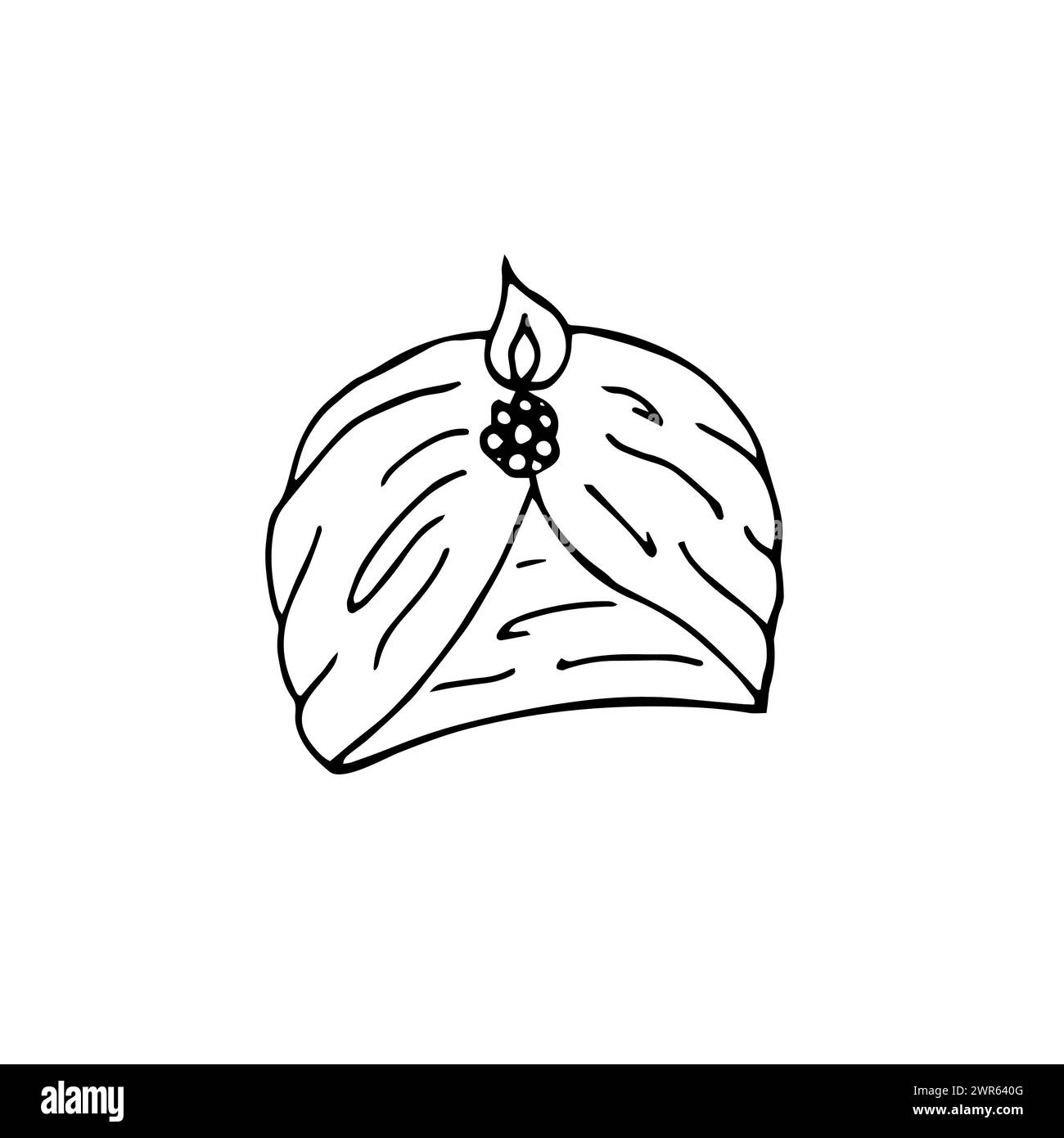 Handdrawn women's hat turban. Retro fashion icon. Fashion illustration