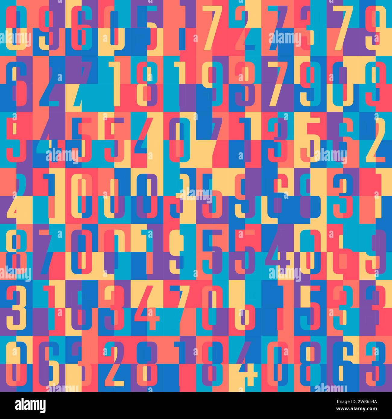 A mosaic of abstract numbers. Colored numbers on a seamless background ...