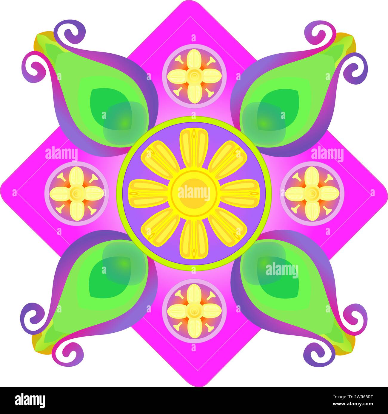Vector art, cloth designs featuring beautiful flowers, intricate curves, and vibrant circles. Stock Vector