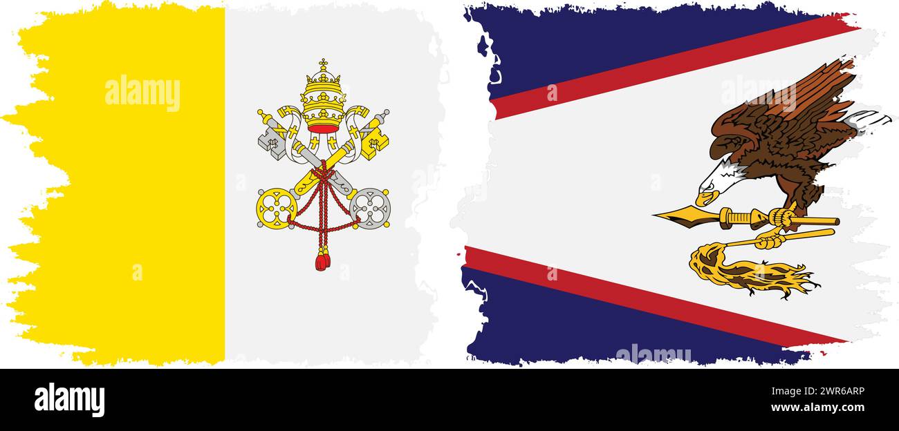 American Samoa and Vatican grunge flags connection, vector Stock Vector