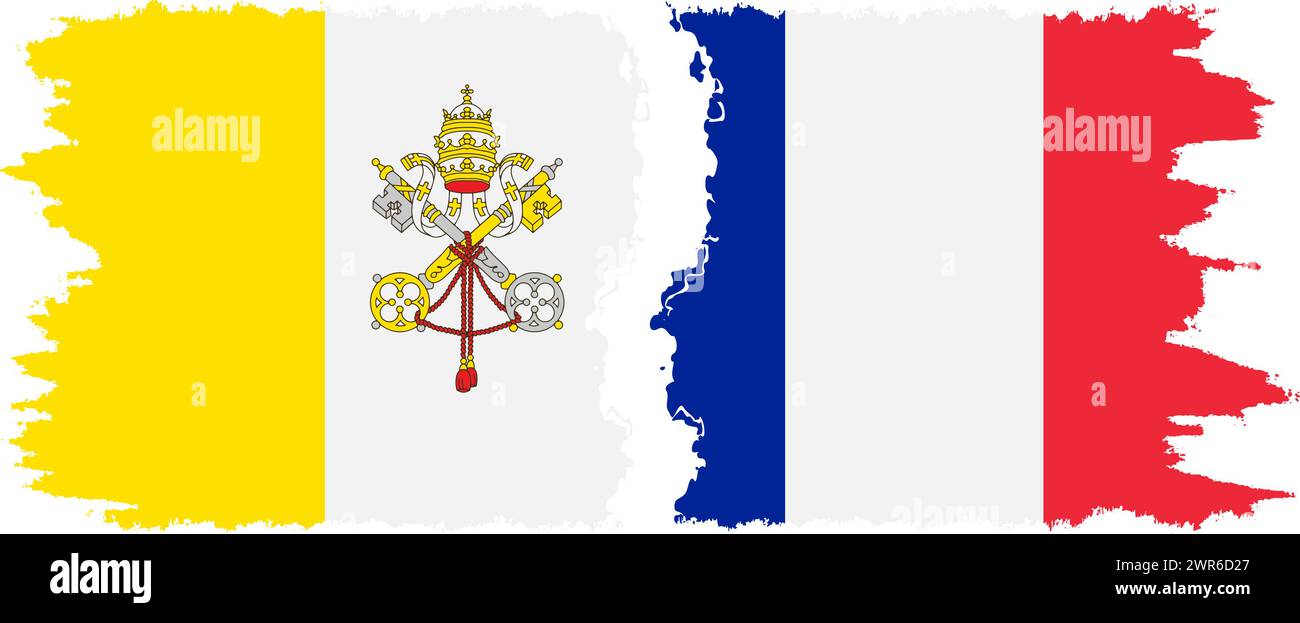 France and Vatican grunge flags connection, vector Stock Vector