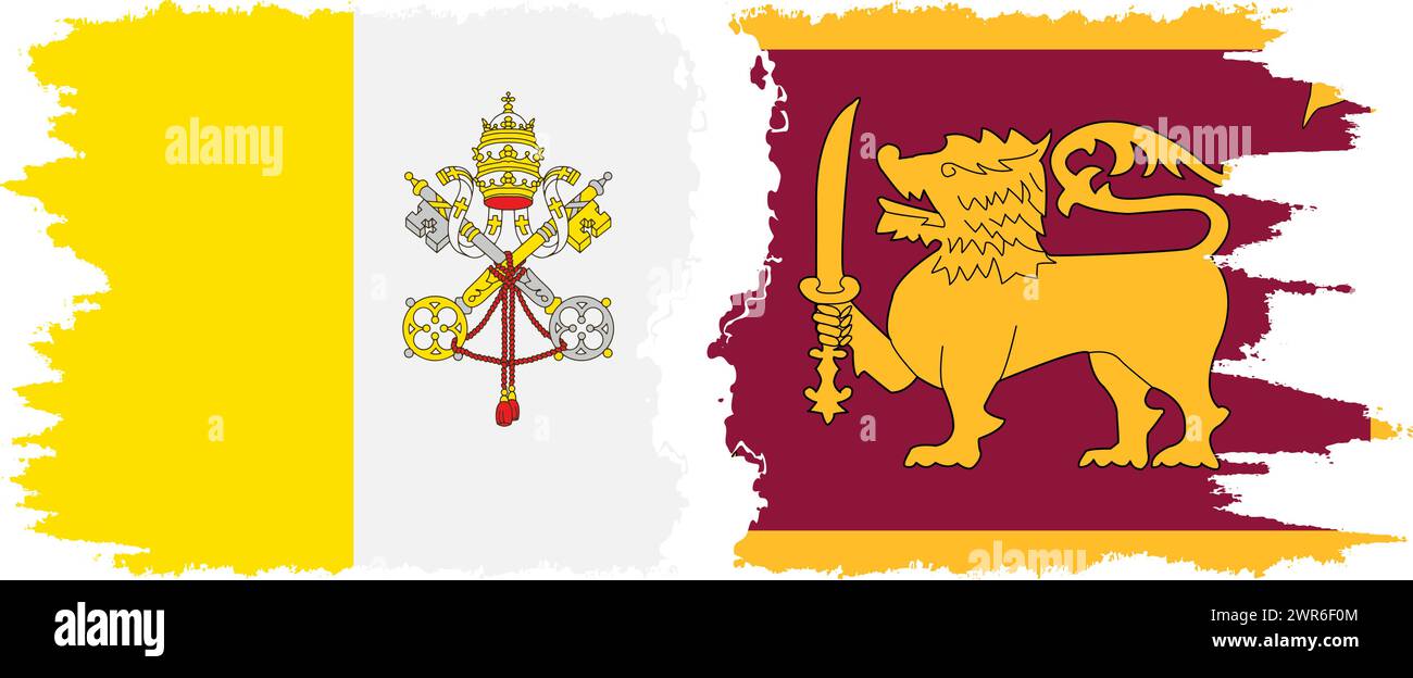 Sri Lanka and Vatican grunge flags connection, vector Stock Vector