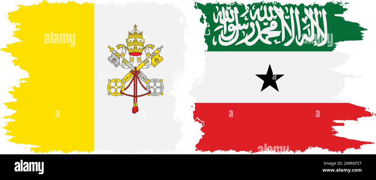 Somaliland and Vatican grunge flags connection, vector Stock Vector