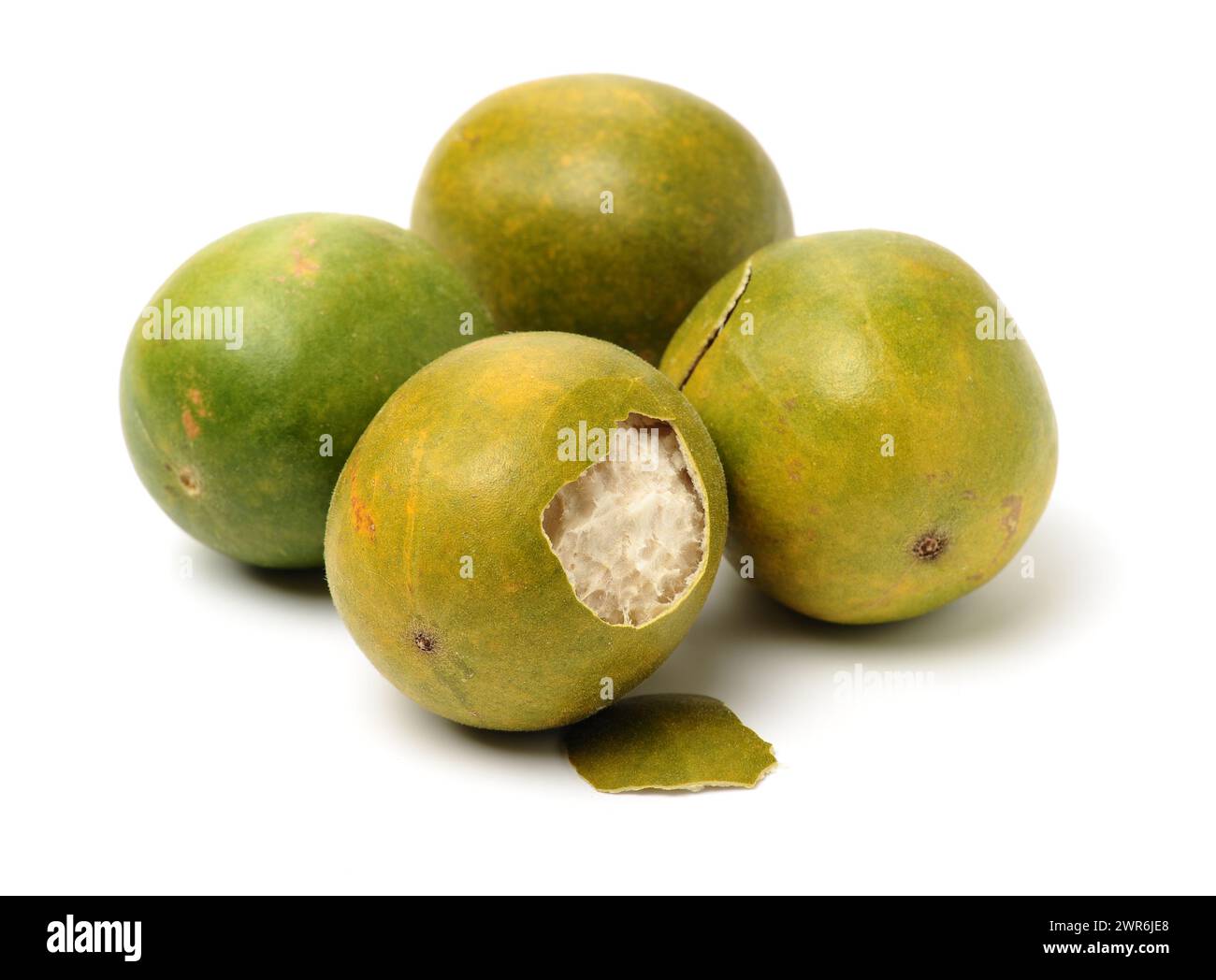 Golden Luo Han Guo on white background Stock Photo - Alamy