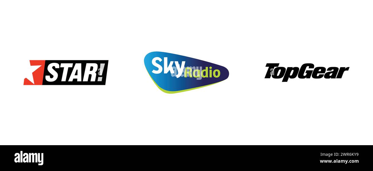 TopGear, Sky Radio, Star TV. Vector brand logo collection Stock Vector