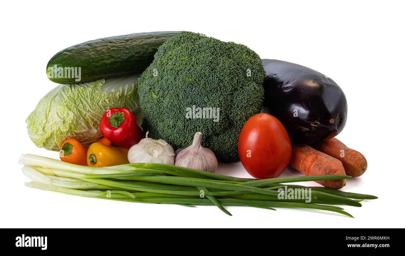 Fresh vegetables still life. Isolated on white background Stock Photo ...