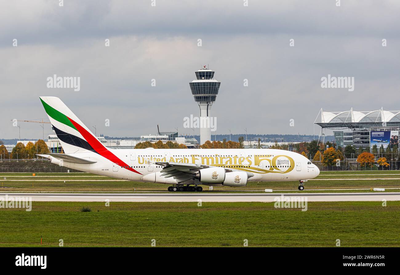 Emirates Rudder Emirates airbus a380 800 tower hi-res stock photography and images - Alamy