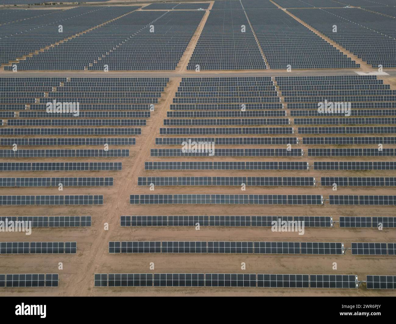 Solar energy power plant aerial panorama Stock Photo - Alamy