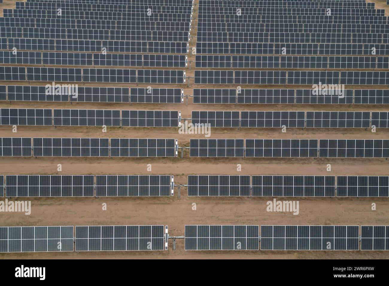 Solar energy power plant aerial panorama Stock Photo - Alamy