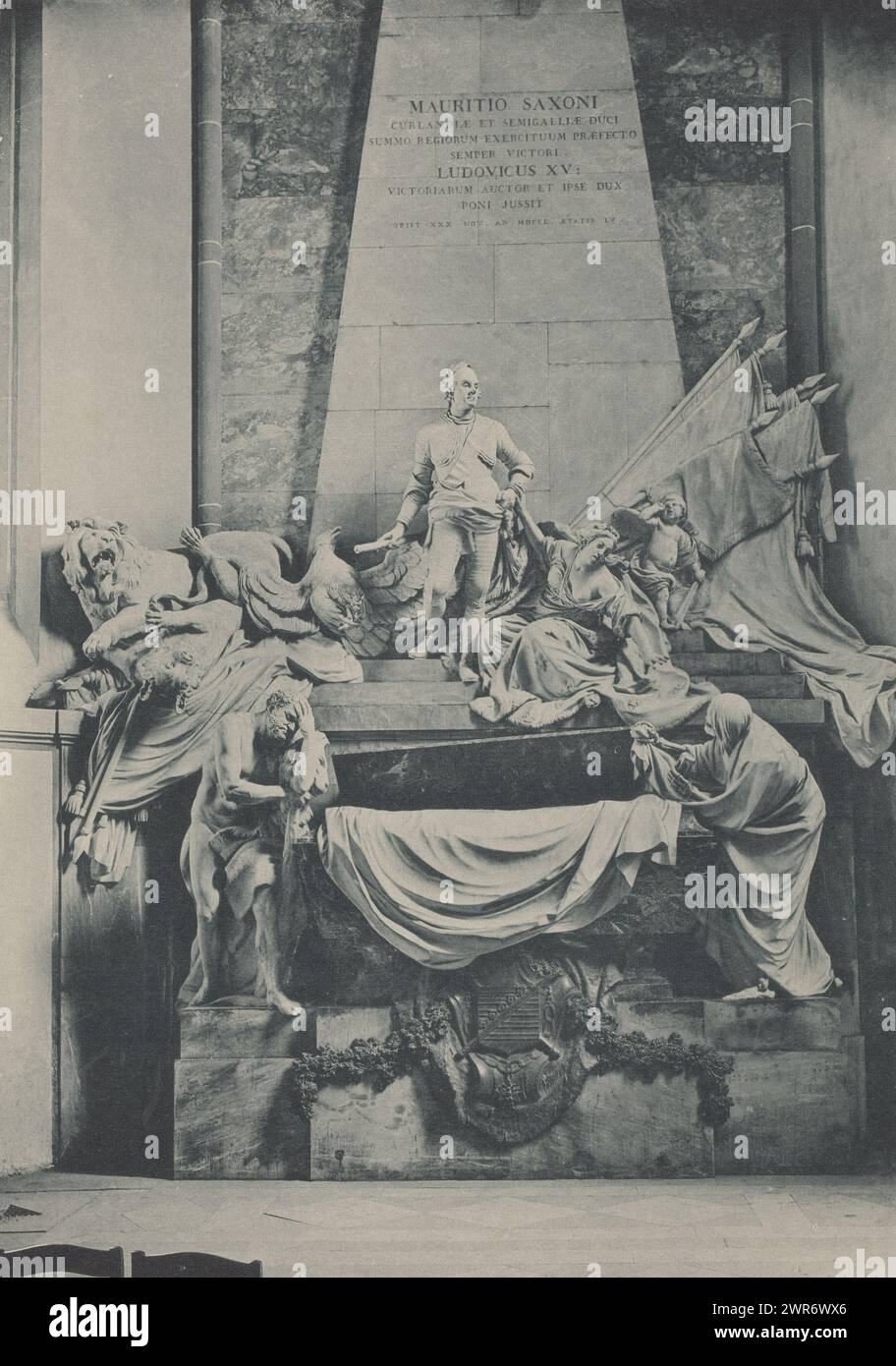Grave monument of Maurice of Saxony in the St. Thomas Church in Strasbourg, Strasbourg, Strasbourg (title on object), This print is part of a cover with 100 prints., Charles Bernhoeft, Charles Bernhoeft, publisher: W. Heinrich, Straatsburg (Frankrijk), Luxemburg (stad), publisher: Straatsburg (Frankrijk), c. 1889 - in or before 1894, paper, collotype, height 215 mm × width 153 mm, photomechanical print Stock Photo
