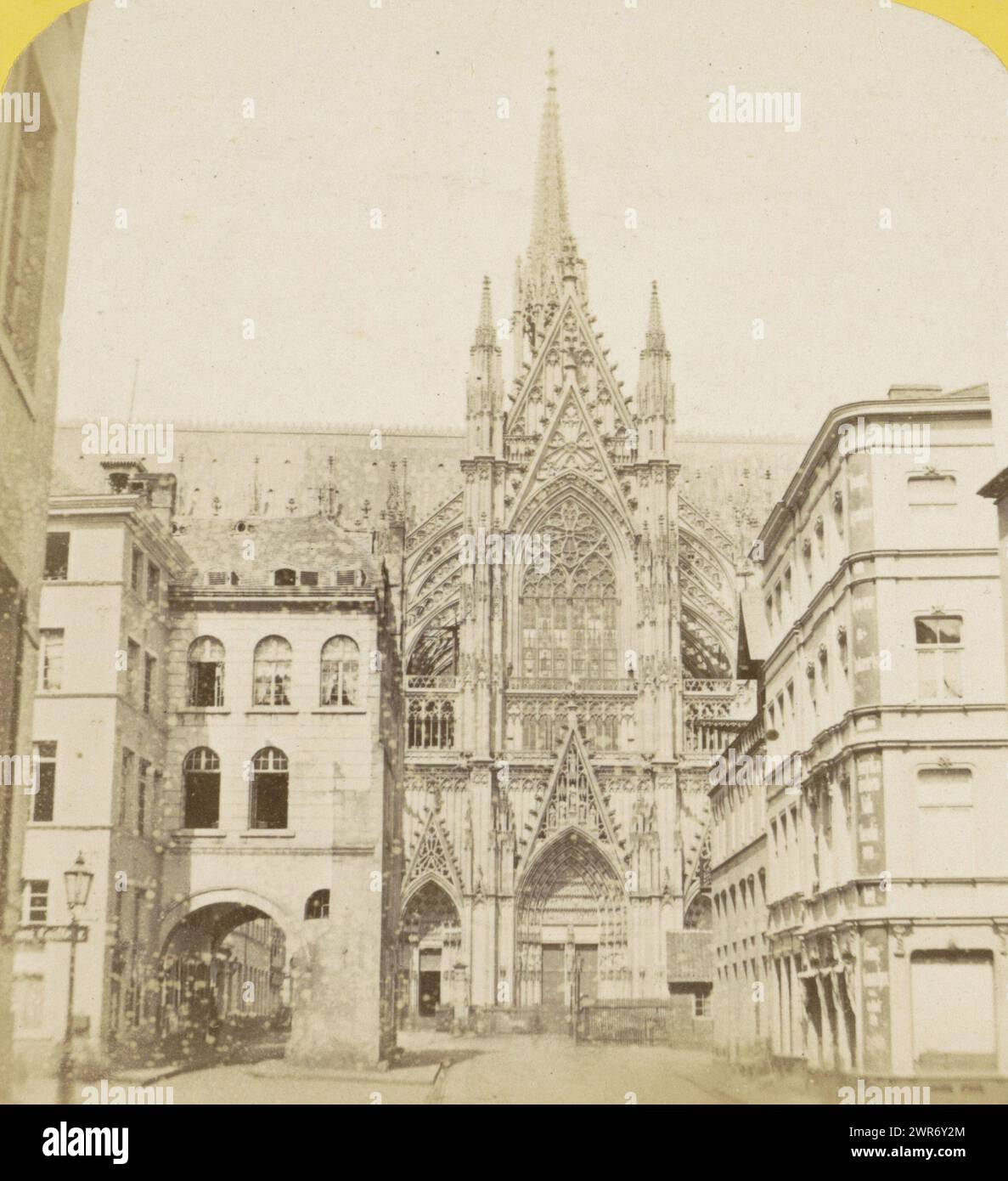 Southern facade of the Cologne Cathedral, Germany, Façade méridionale de la Cathédrale (title on object), Cologne (Prusse) (series title on object), Allemagne (series title on object), Hippolyte Jouvin, Cologne, 1864, cardboard, albumen print, height 87 mm × width 177 mm, stereograph Stock Photo