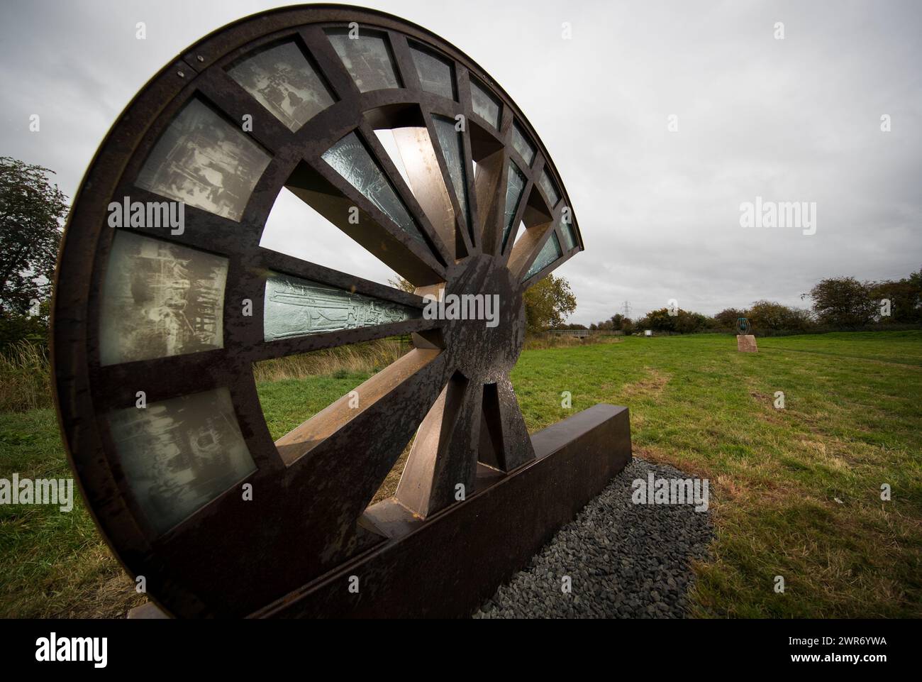 12/10/18  Unveiling day at the new sculpture park on the Salt Brook Trail in Hatton, overlooking the Nestlé factory in Derbyshire.  All Rights Reserve Stock Photo