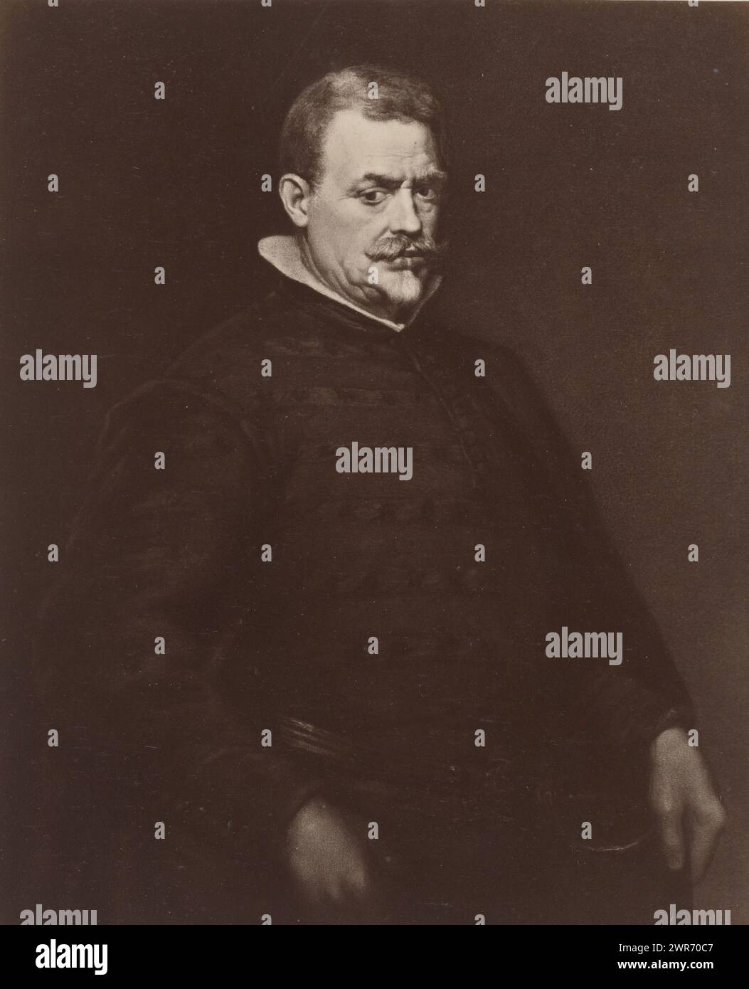Photo reproduction of a painted portrait of Don Juan Mateos by Diego Velázquez, D. Velasquez: Männliches Bildniss (title on object), anonymous, after painting by: Diego Rodriguez de Silva y Velázquez, publisher: Photographische Gesellschaft Berlin, Berlin, c. 1870 - in or before 1875, paper, albumen print, height 211 mm × width 175 mm, photograph Stock Photo