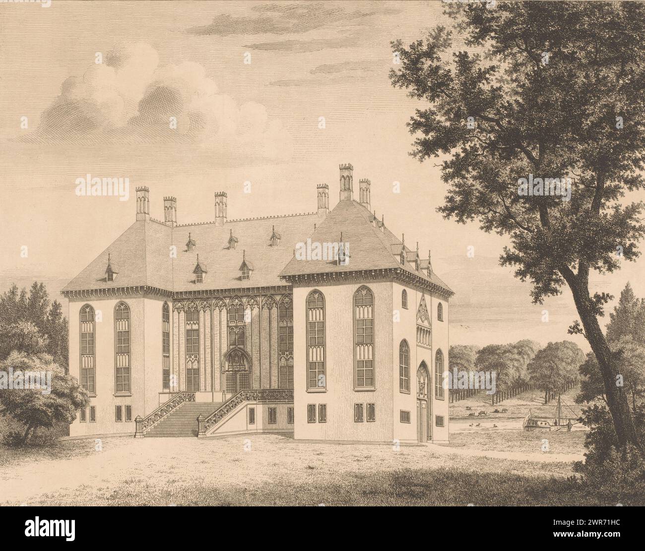 Puttenberg Castle in Beert, print maker: Jean Théodore Joseph Linnig, 1853, paper, etching, drypoint, height 334 mm × width 393 mm, print Stock Photo