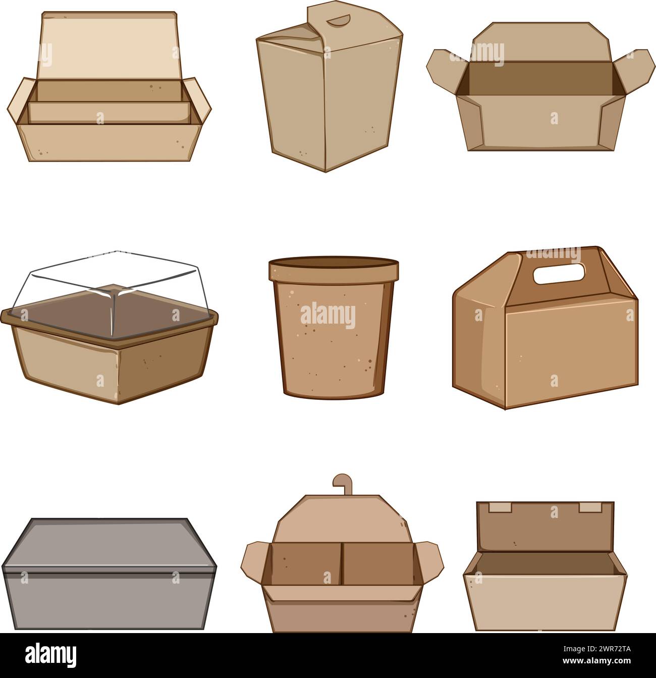 food box to go set cartoon vector illustration Stock Vector Image & Art ...