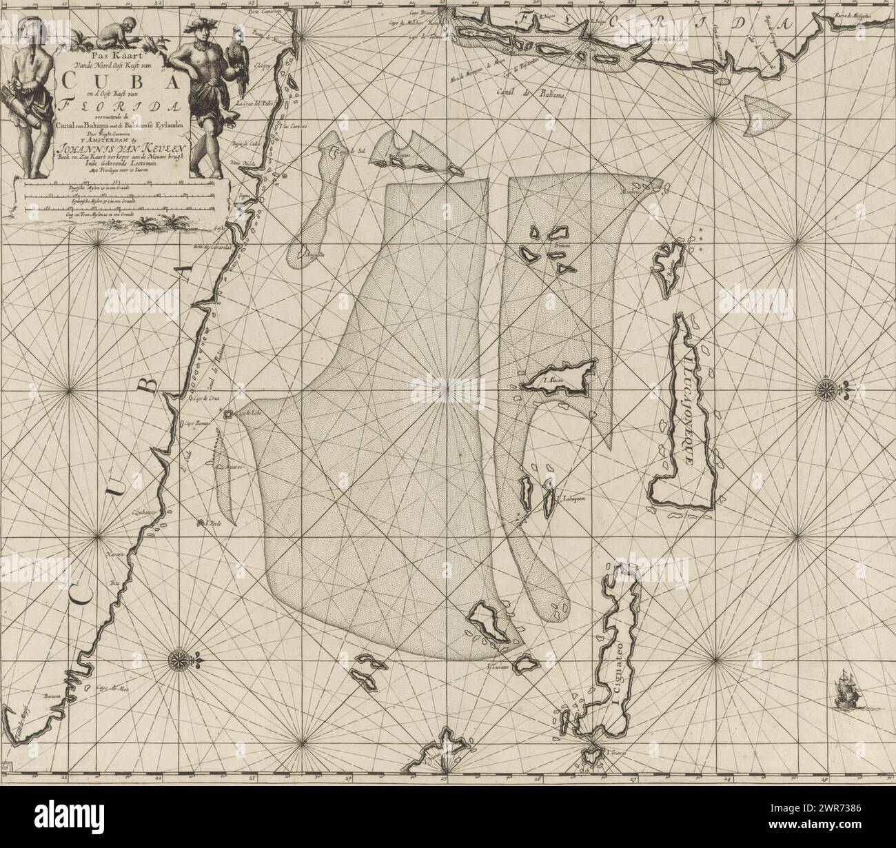 Pass map of part of southeast Florida - Pass Map Of Part Of Southeast Florida And Northeast Cuba Pass Map Of The North East Coast Of Cuba And The East Coast Of Florida Including The Bahama Canal With The Bahamian Eylende Title On Object Pass Map Of Southeast Florida From West Palm Beach To Miami Northeastern Cuba And Part Of The Bahamas Grand Bahama Grand Exuma Eleuthera New Providence The Map Contains Two Compass Roses North Is On The Left Top Left The Title The Publishers Address And The Scale Shown In German Spanish And English Or French Miles The Data Is Flanked By A Monkey And Two Dark Men 2WR7386