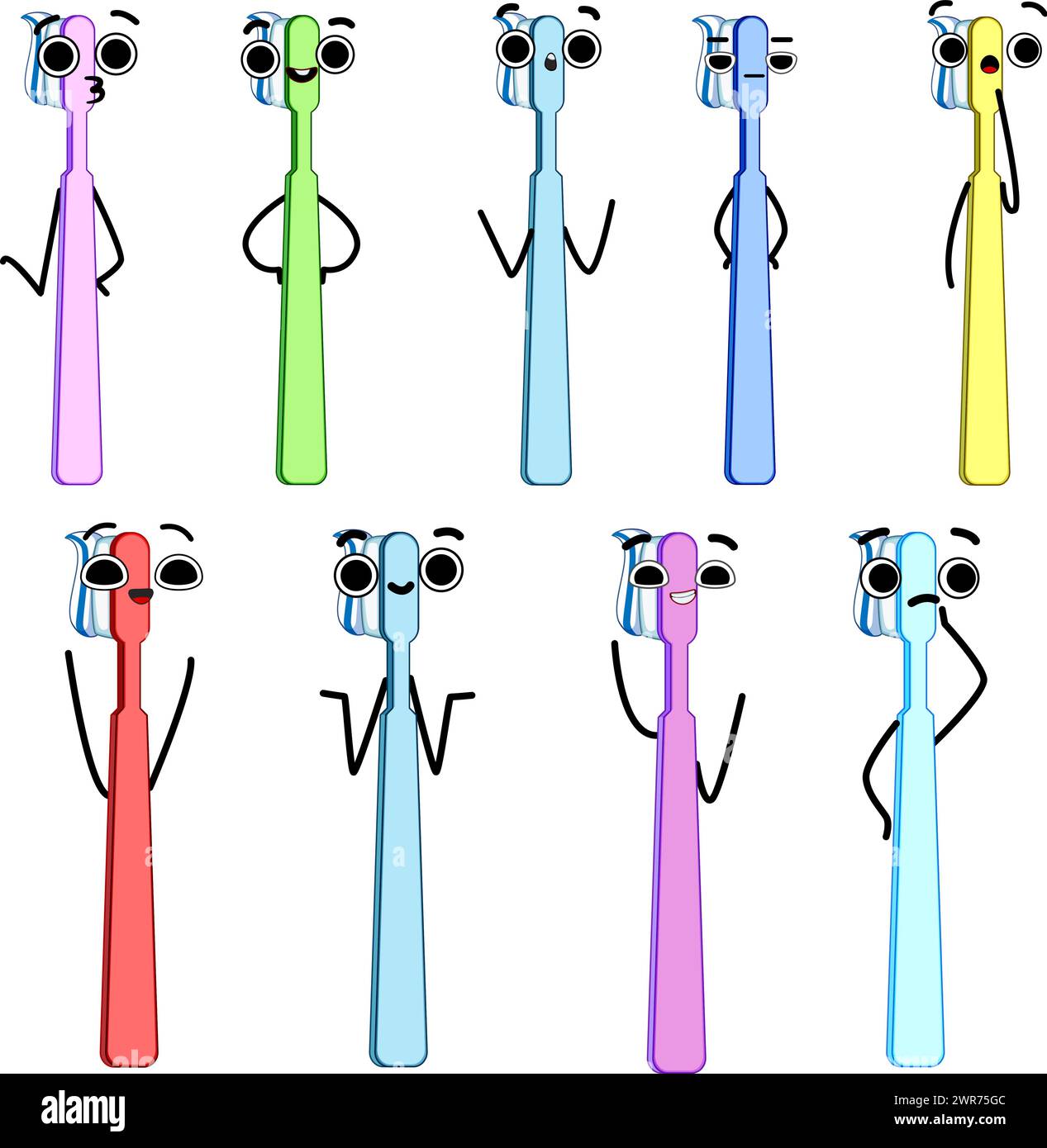 toothbrush set cartoon vector illustration Stock Vector Image & Art - Alamy