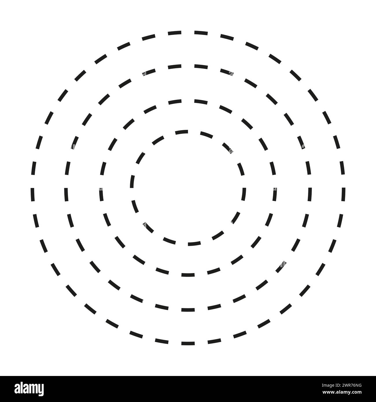 Black Dashed Concentric Circles. Vector illustration. EPS 10. Stock Vector
