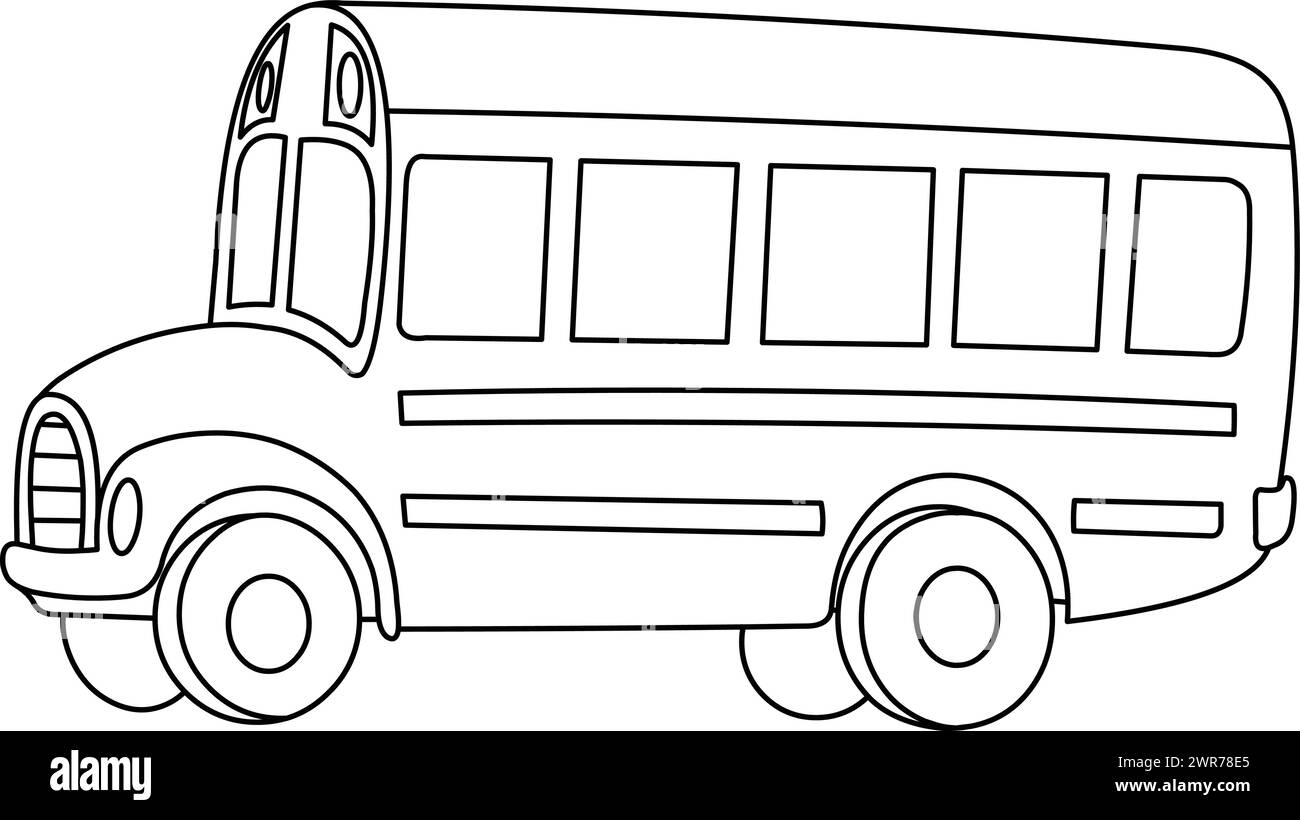 Outlined school bus, Vector line art illustration coloring page. Stock Vector