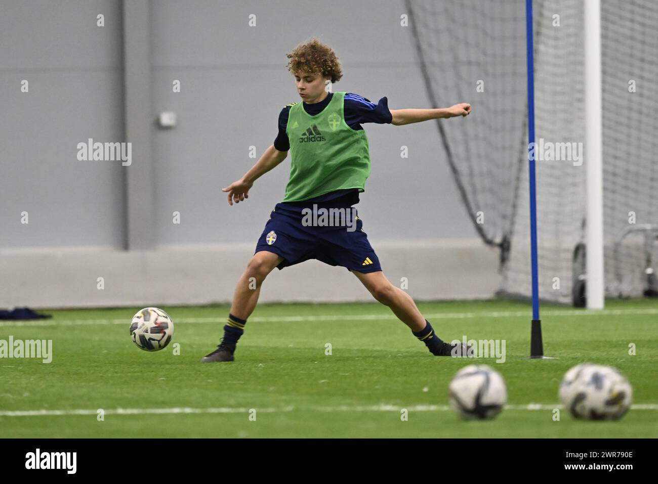 Zlatan Ibrahimovic's son, Vincent Seger Ibrahimovic during the National Team camp for boys born 2008 at Bosön in Stockholm, Sweden, on March 11, 2024. Stock Photo