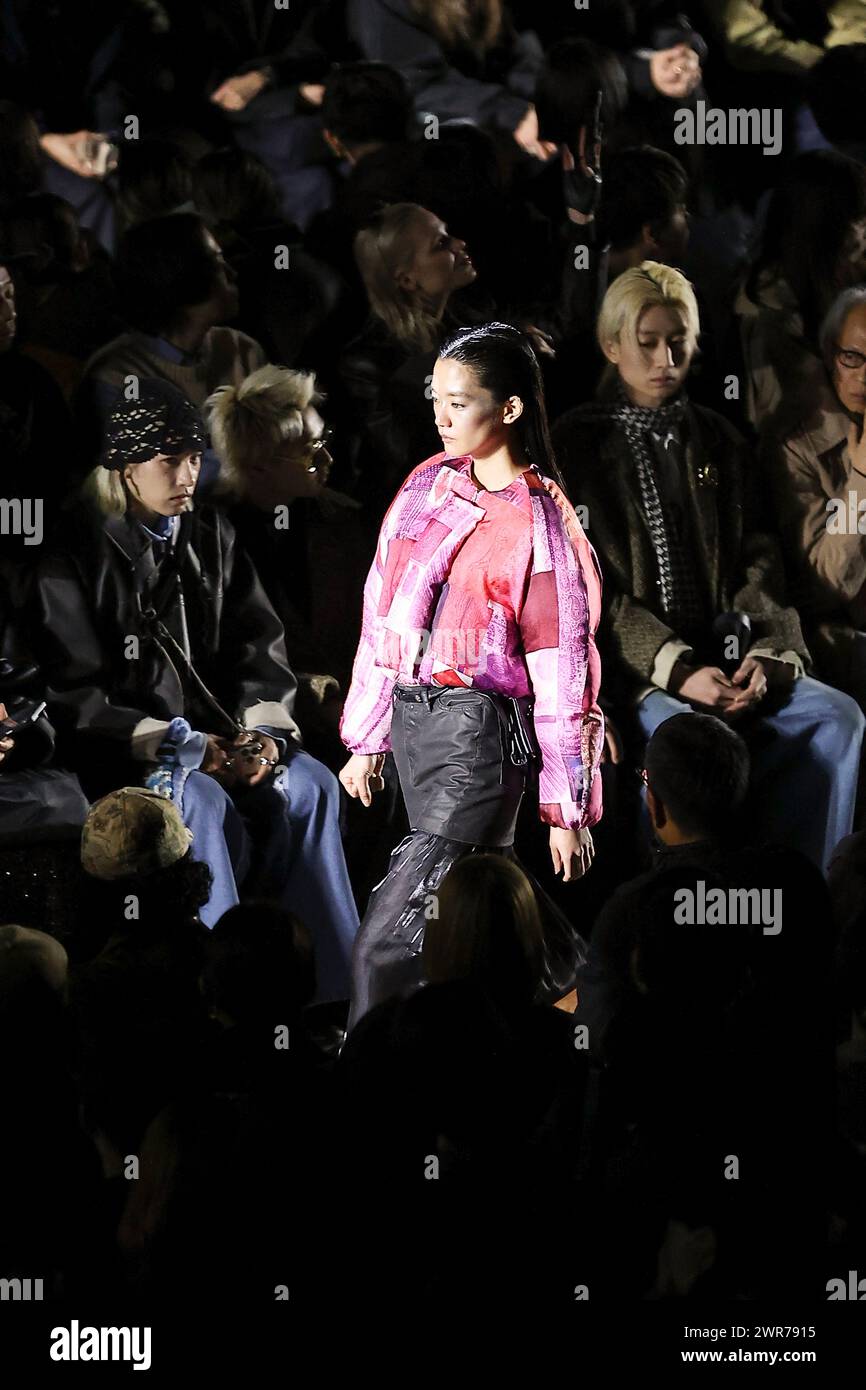 March 11, 2025, Tokyo, Japan A model wearing fashion brand TANAKA