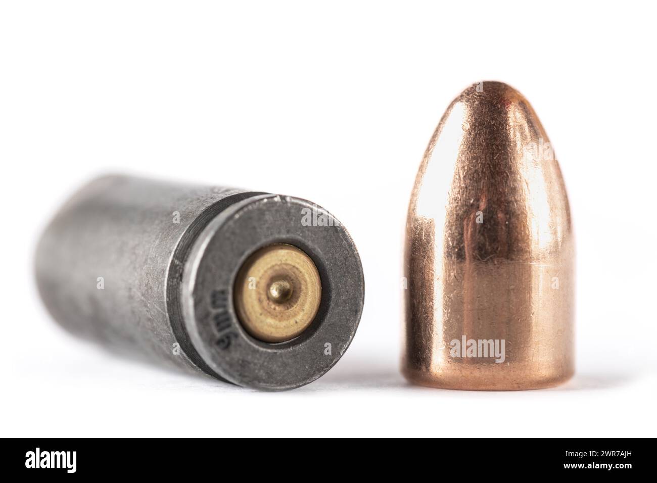 Demounted bullet shell set 9 mm on white background closeup Stock Photo ...