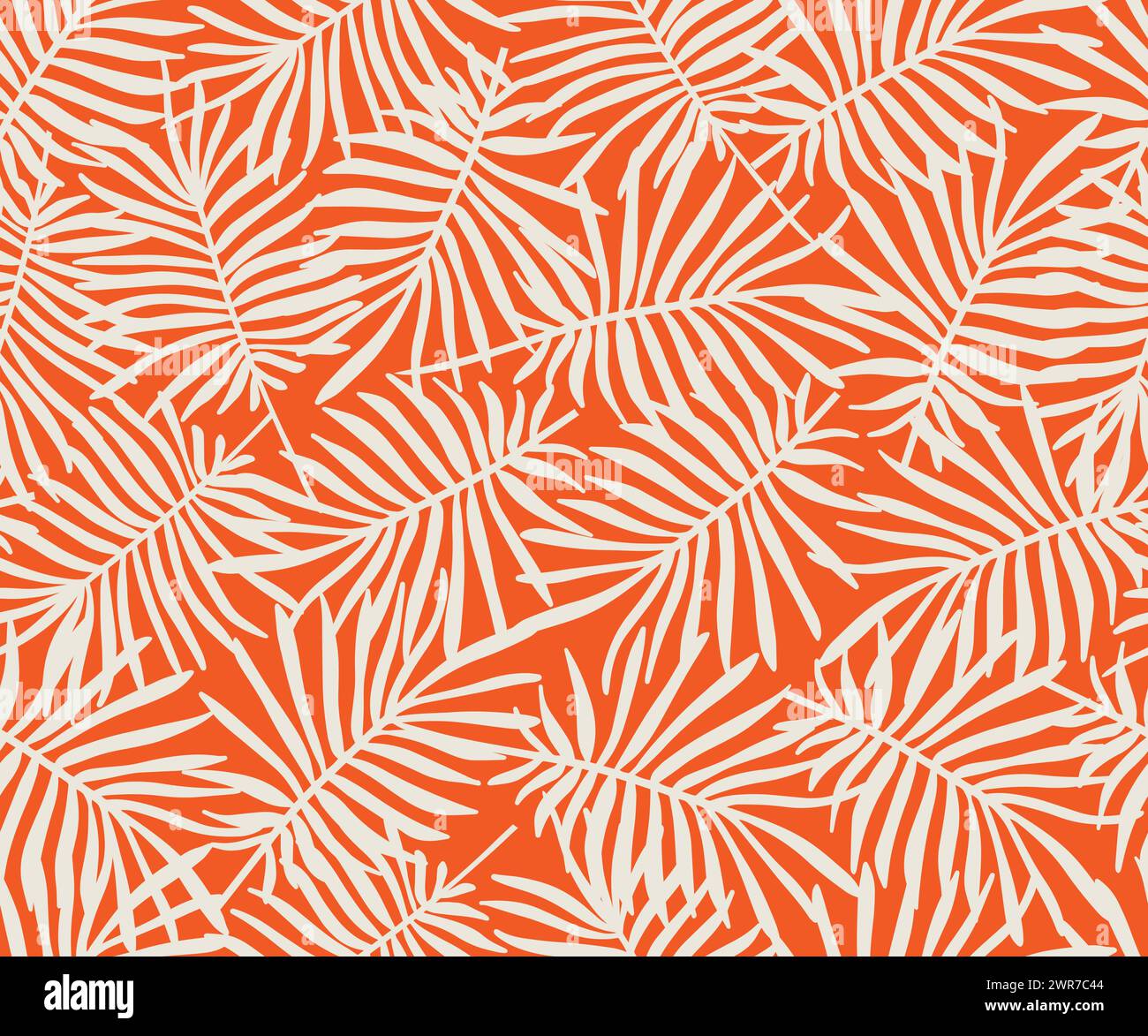 Seamless vector pattern. Tropical overlapping palm leaves background ...