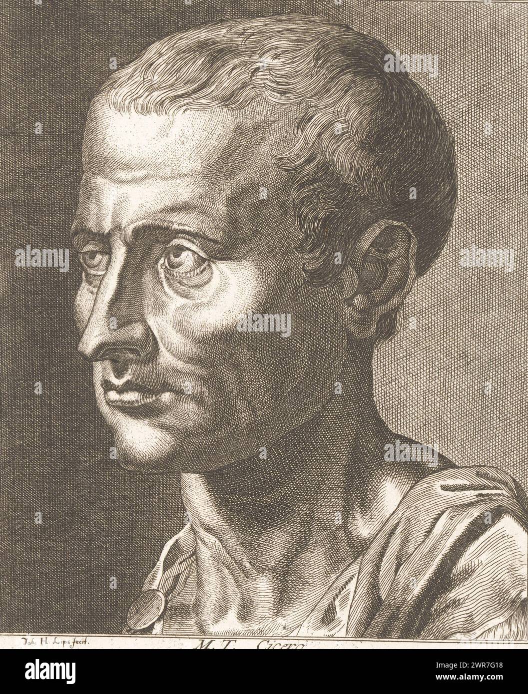 Portrait of Marcus Tullius Cicero, print maker: Johann Heinrich Lips, 1768 - 1817, paper, etching, height 230 mm × width 197 mm, print Stock Photo