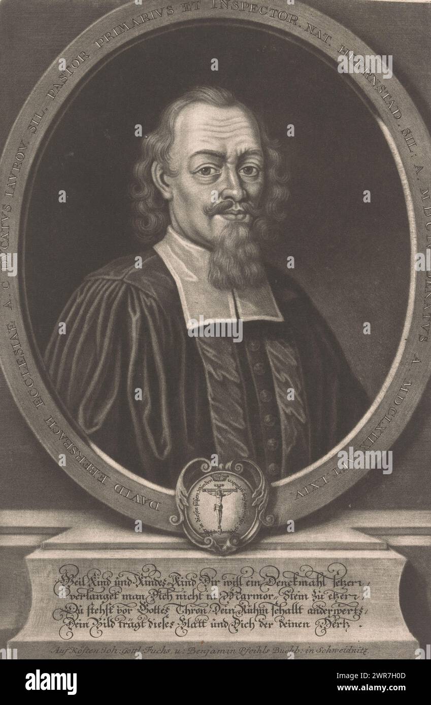 Portrait of David Ebersbach, print maker: Christoph Weigel, after painting by: Frantz Dominicus Seubt, 1668 - 1725, paper, height 387 mm × width 254 mm, print Stock Photo
