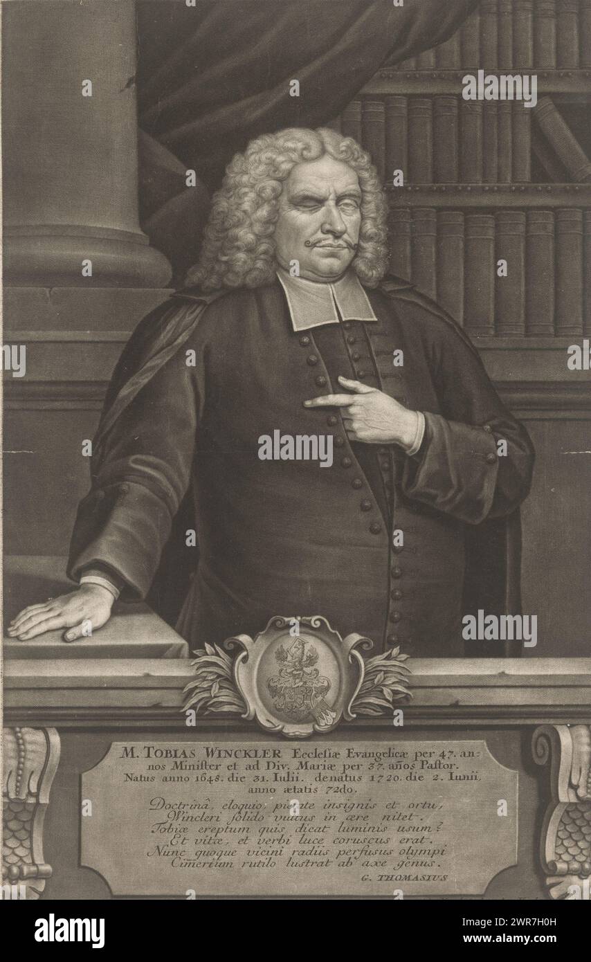 Portrait of Tobias Winckler, print maker: Bernhard Vogel, Augsburg, 1720 - 1737, paper, height 409 mm × width 266 mm, print Stock Photo