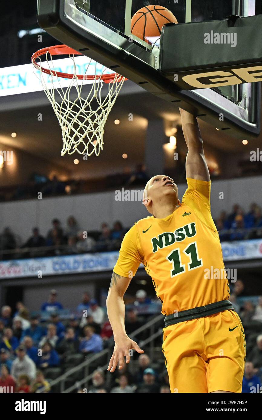 North Dakota State Bison guard Jacari White (11) goes up for a shot during an NCAA men's basketball quarter-final between the North Dakota State Bison and the University of St. Thomas Tommies at the Summit League Championships at the Denny Sanford PREMIERE Center in Sioux Falls, SD on Sunday, March 10, 2024. St. Thomas won 68-58.Russell Hons/CSM Stock Photo