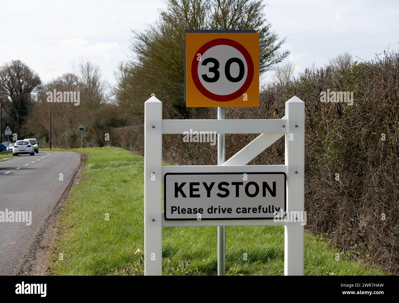 Keyston village sign, Cambridgeshire, England, UK Stock Photo