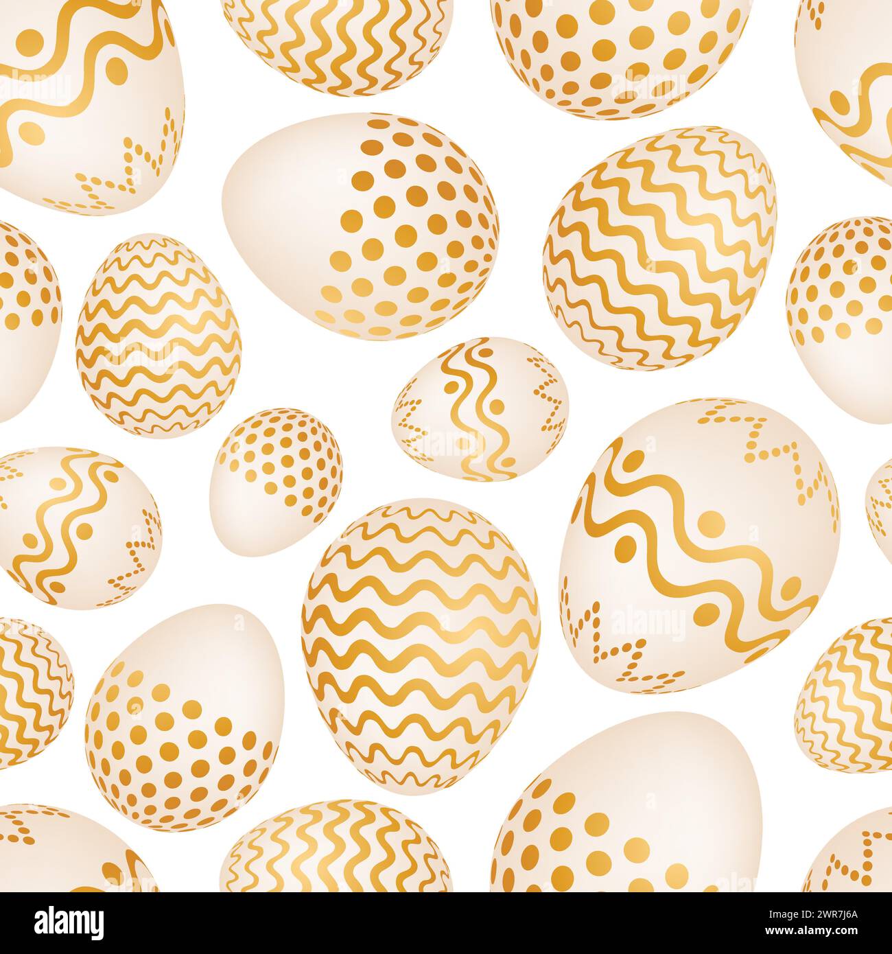 Seamless pattern with golden Easter eggs. Vector illustration Stock Vector