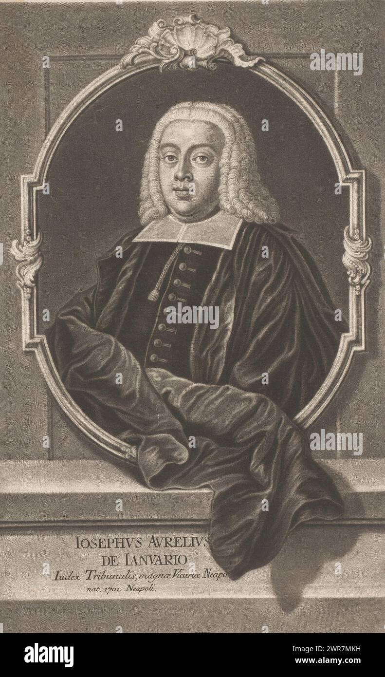Portrait of Giuseppe Aurelio di Gennaro, print maker: Johann Jacob Haid, publisher: Johann Jacob Haid, Augsburg, 1750, paper, height 320 mm × width 199 mm, print Stock Photo
