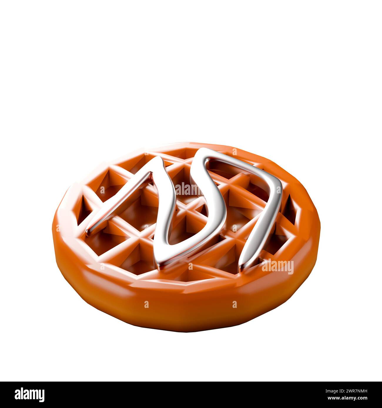 Cartoon style Waffle 3D rendering on white background have work path ...