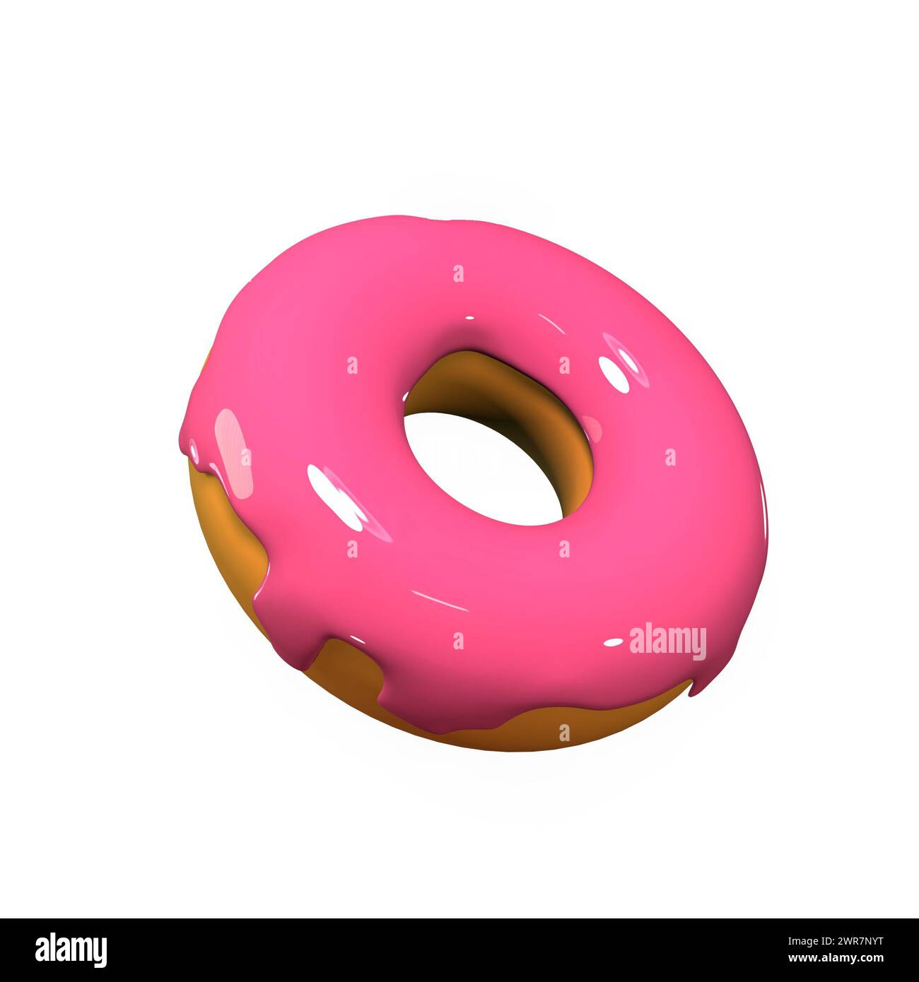 cartoon donut icon on a white background 3d rendering. Stock Photo