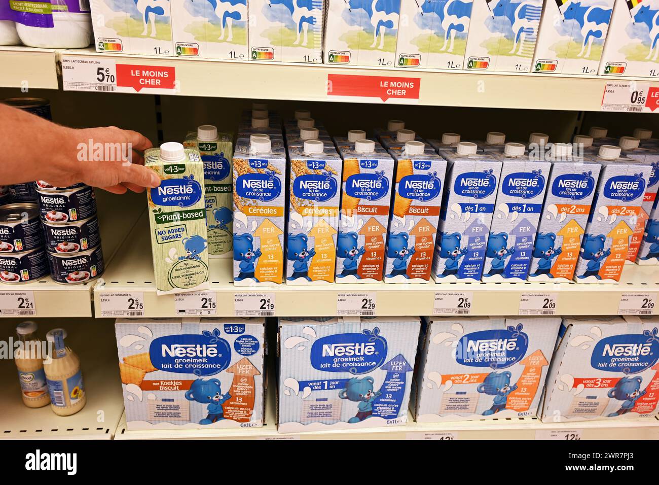 Babies and toddlers growth milk in a grocery Stock Photo