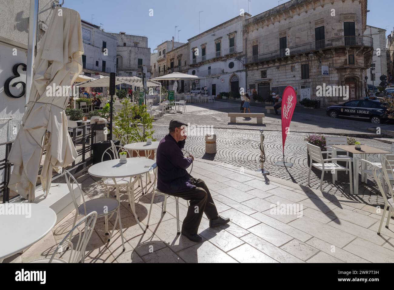 Street in the old town of Ostuni, also La Citta Bianca, The White Town, Itria Valley, Apulia region, Italy Stock Photo