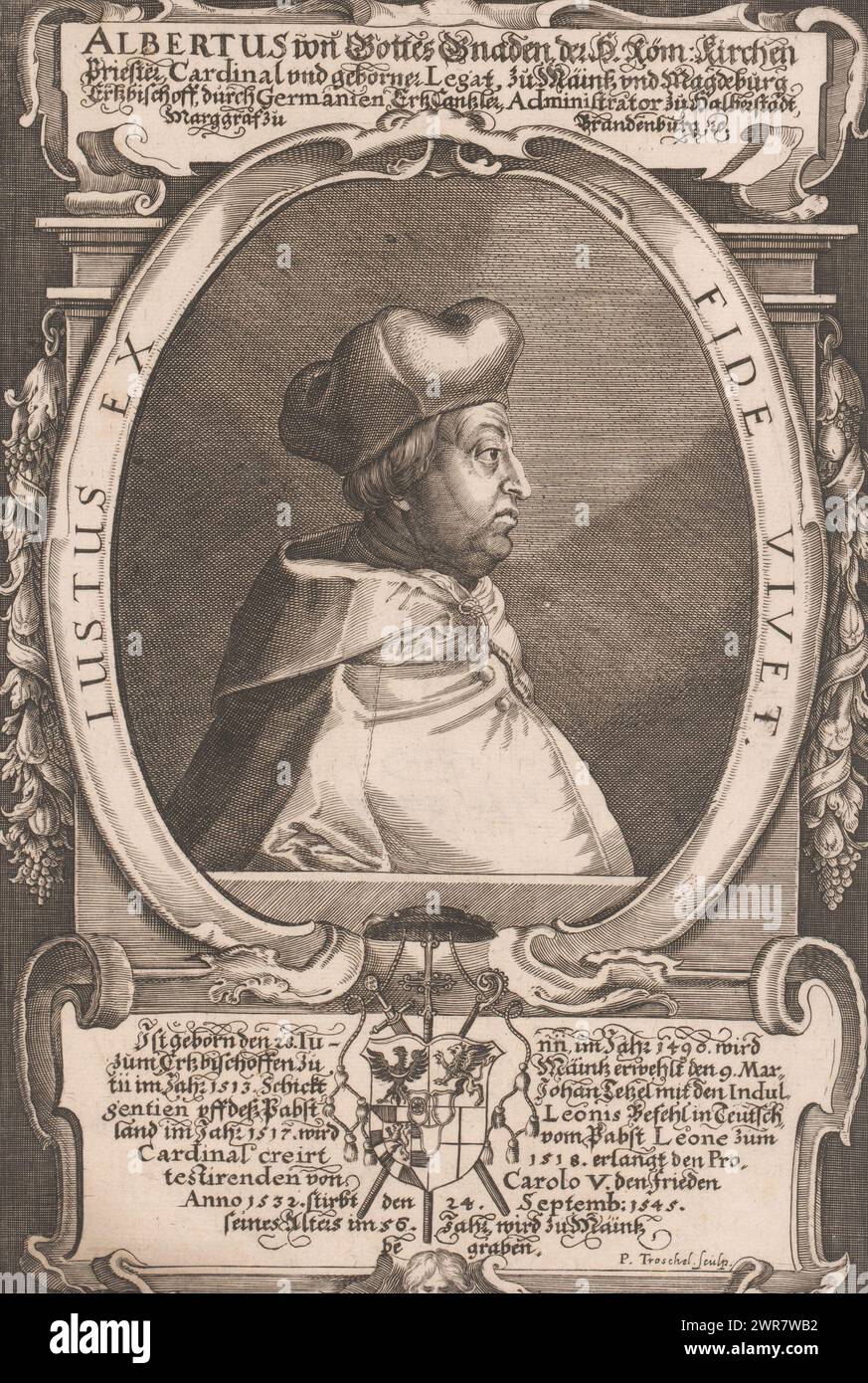 Portrait of Albrecht von Brandenburg, print maker: Peter Troschel, Germany, c. 1630 - in or after 1670, paper, engraving, height 284 mm × width 192 mm, print Stock Photo