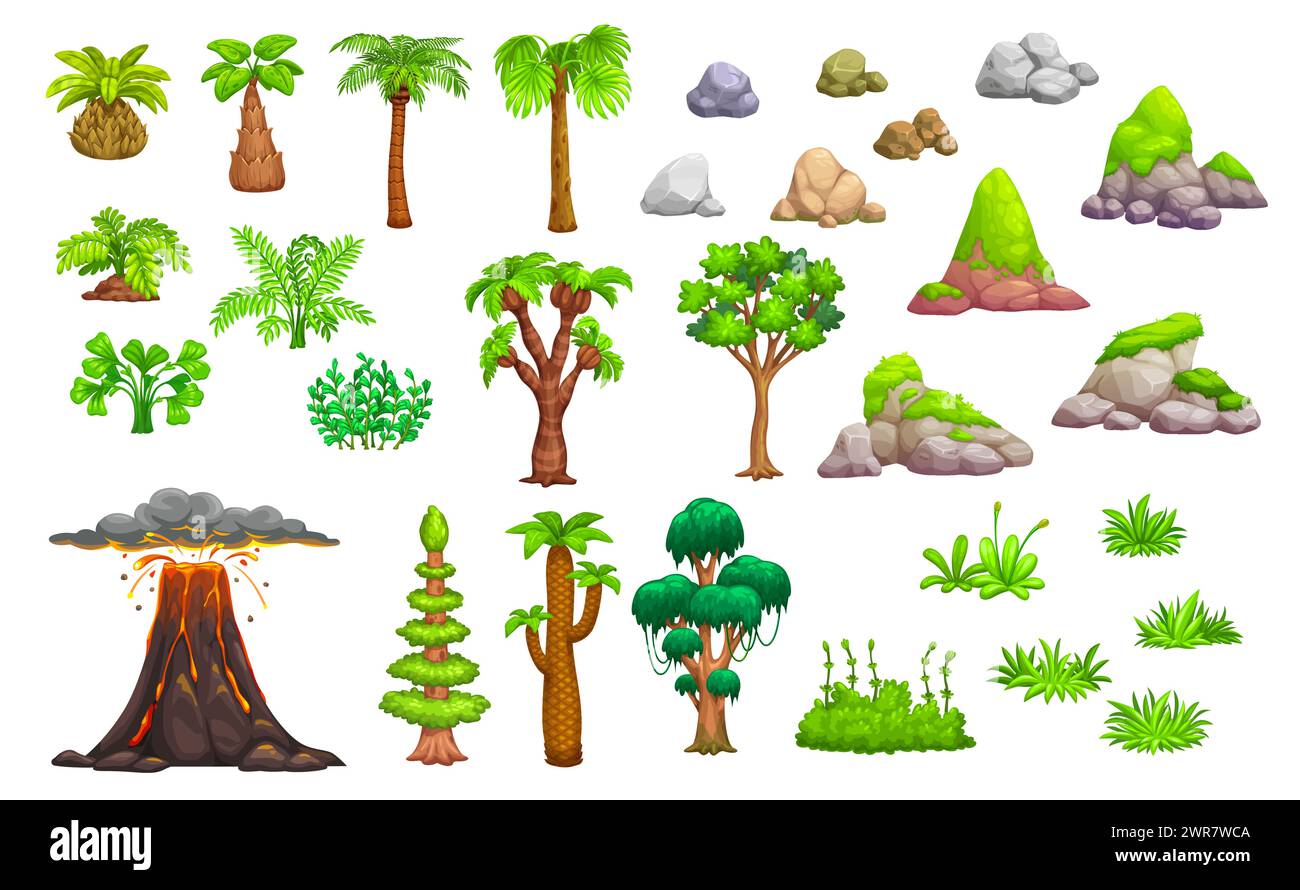 Jungle And Jurassic Period Environment Game Assets, Vector Ui 