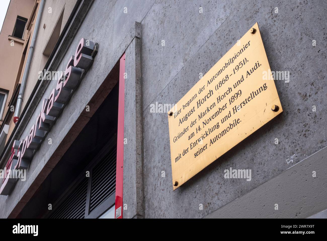 In the Ehrenfeld district of Cologne,at Venloerstrasse 293, there is a plaque commemorating the fact that August Horch, who later founded Audi Stock Photo