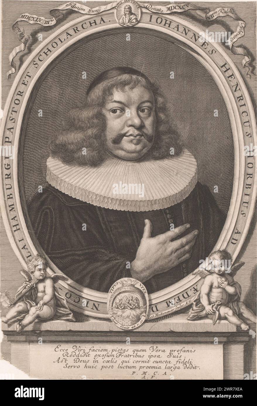 Portrait of Johann Heinrich Horb, print maker: Leonhard Heckenauer, Monogrammist PMCA, Augsburg, 1695 - 1704, paper, engraving, height 305 mm × width 206 mm, print Stock Photo