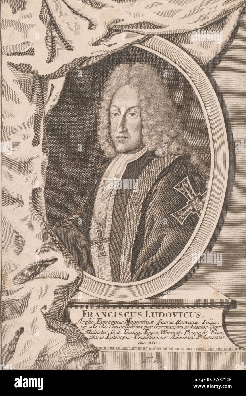 Portrait of Franz Ludwig von Pfalz-Neuburg, publisher: Johann Christian Leopold, 1709 - 1755, paper, engraving, height 288 mm × width 193 mm, print Stock Photo